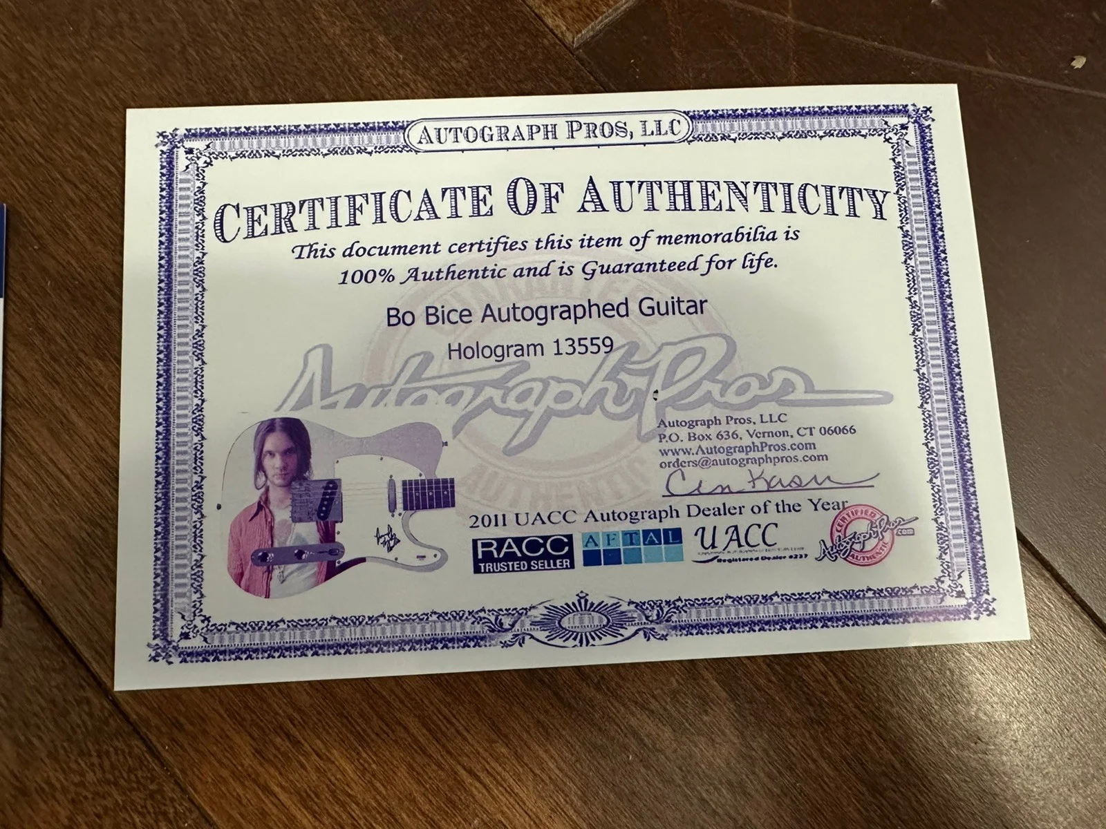 Bo Bice Autographed Custom 1/1 Graphics Photo Guitar with PSA certificate, image 5