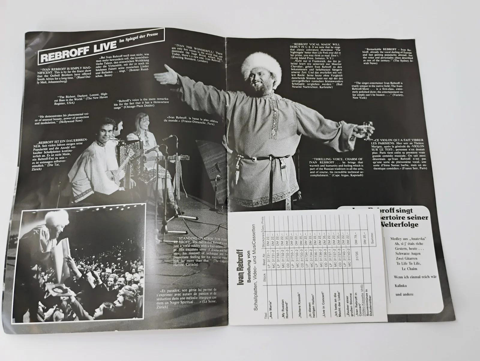Ivan Rebroff SIGNED Concert Tour Souvenir Program NO COA, image 3