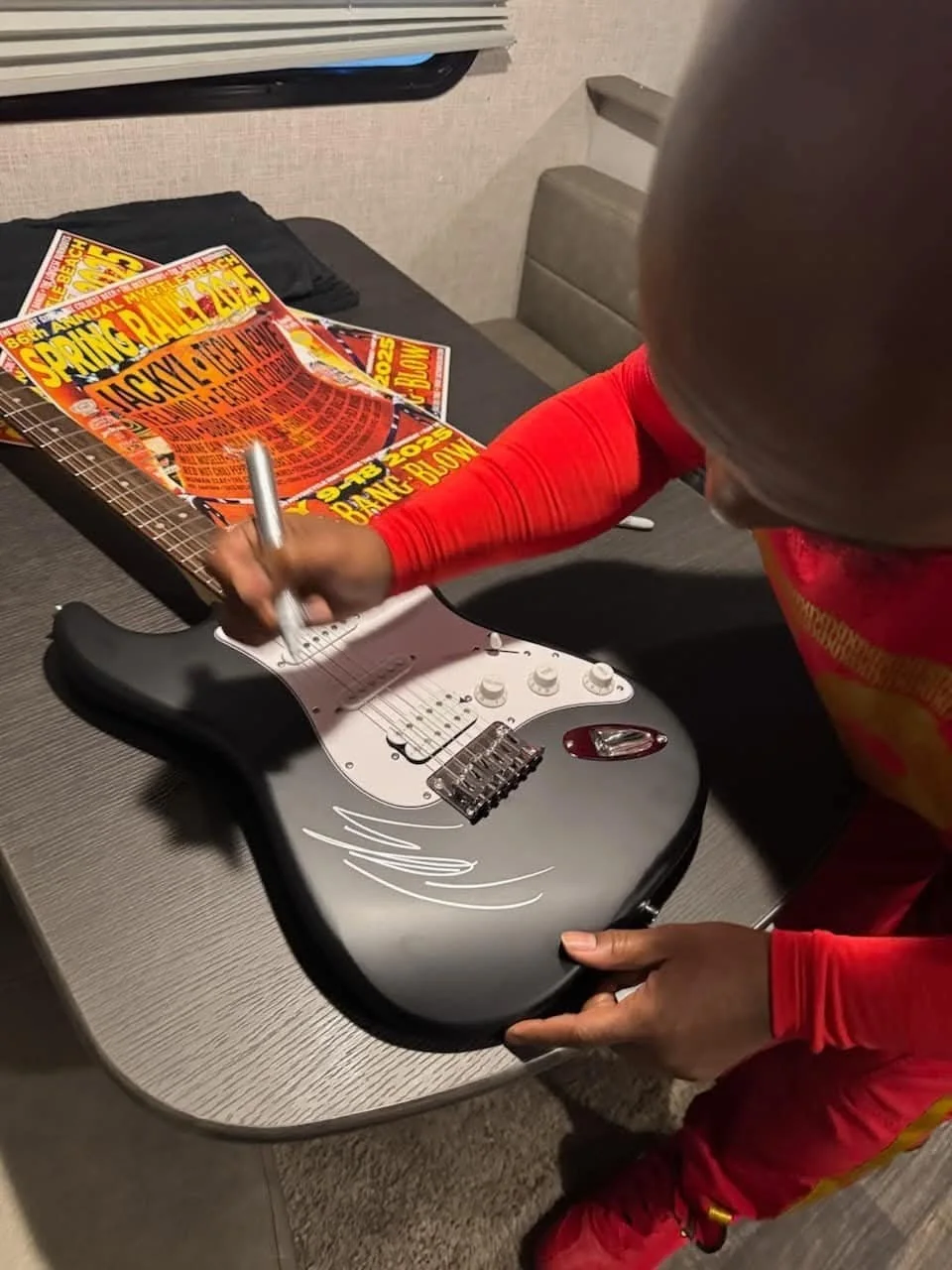 Autographed Black & White fender stratacsster by tech n9ne, image 2