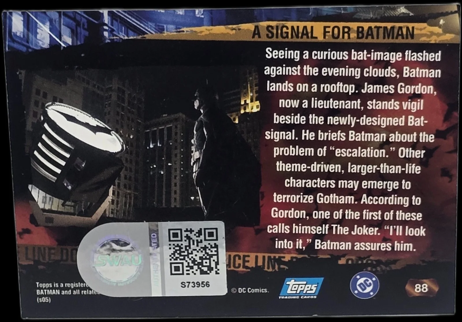 gary oldman — Gary Oldman Signed 2005 Topps Batman Begins Card A Signal For #88 SWAU, image 2