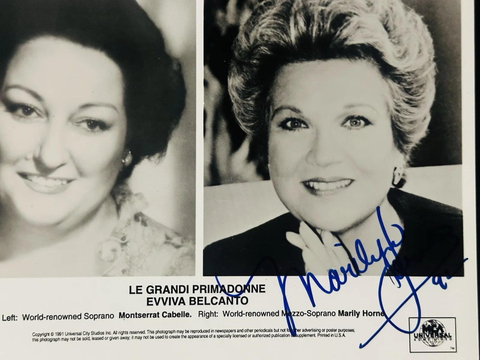 Marilyn Horne Signed 8x10 Original Photo Le Grandi Primadonne Elvviva Belcanto, изображение 2