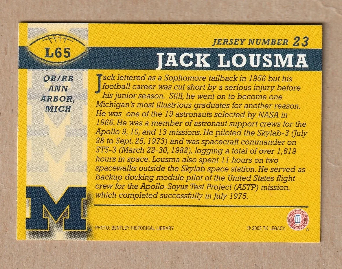 Jack Lousma — Jack Lousma signed 2003 Michigan Wolverines TK Legacy Rookie card #L65-Astronaut, image 2