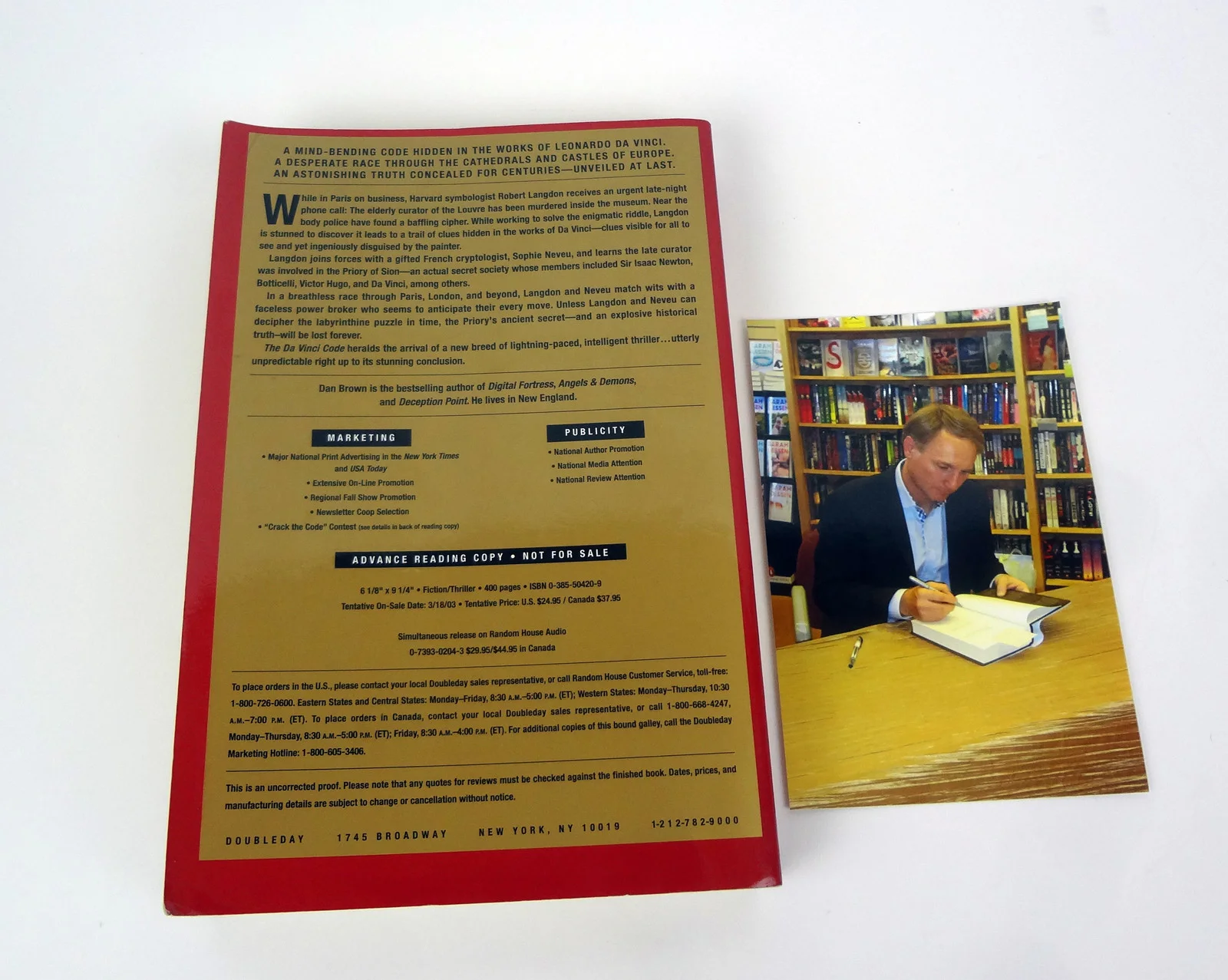 Dan Brown — Dan Brown Signed Autograph The Da Vinci Code Book ARC Proof COA, image 4