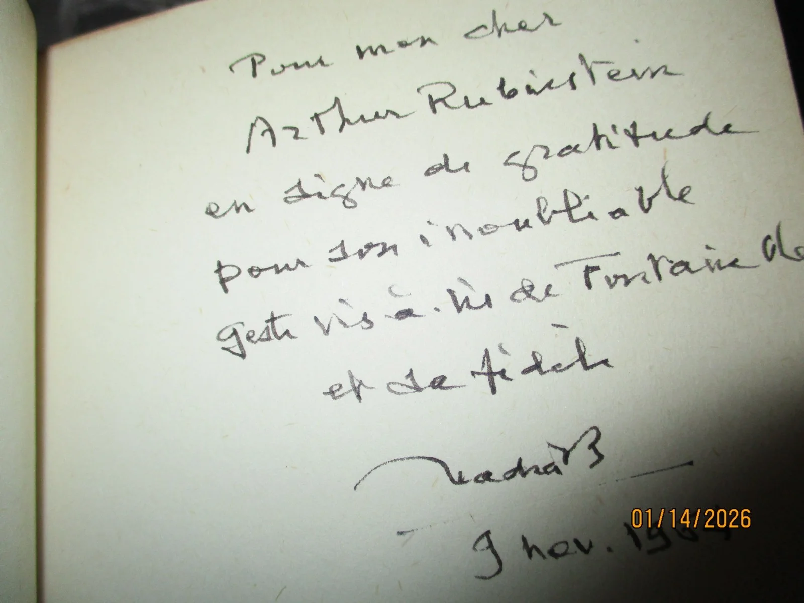 NADIA BOULANGER signed inscription to ARTHUR RUBINSTIN in Paul Valery's ESSAYS, изображение 5