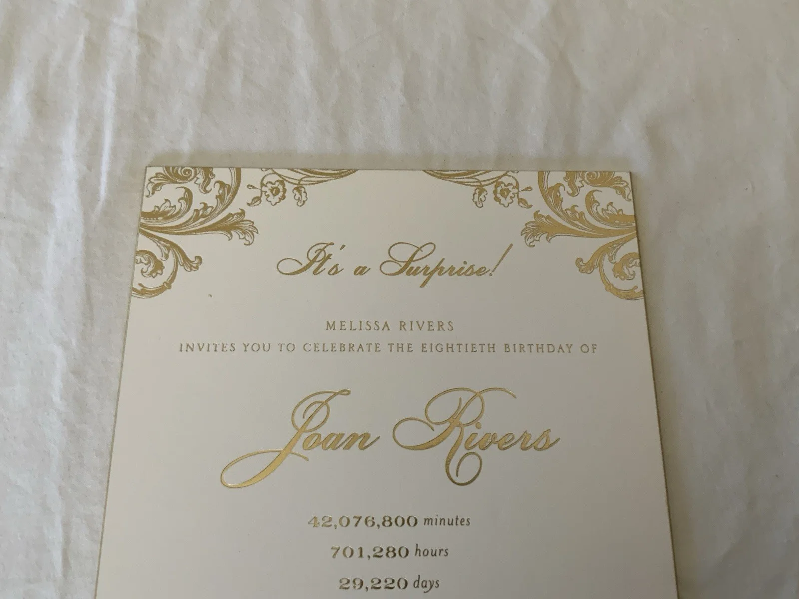 RARE Joan Rivers 80 th Birthday Invitation, image 2
