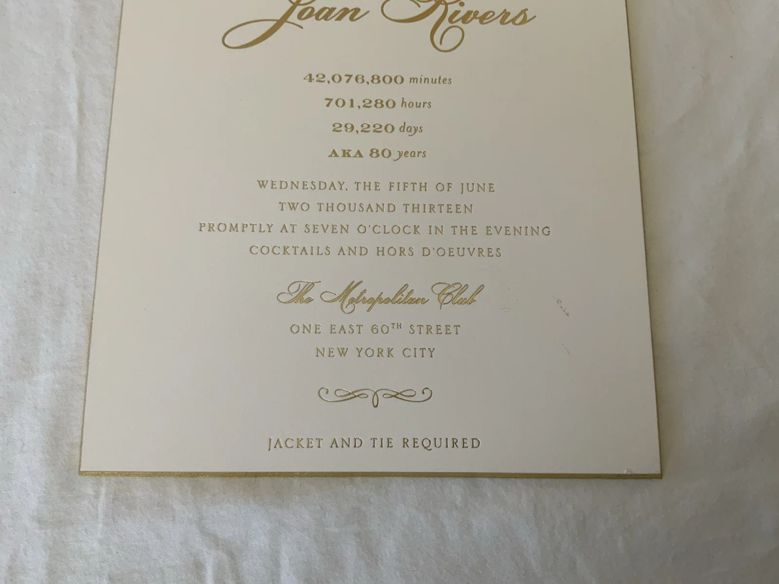 RARE Joan Rivers 80 th Birthday Invitation, image 4