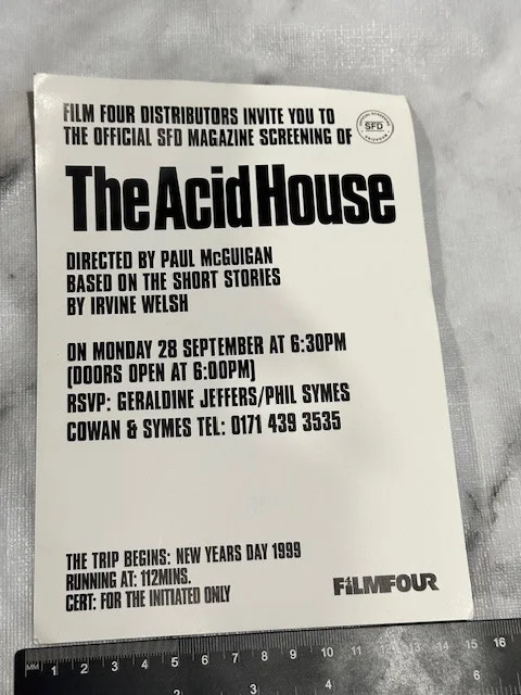 EXCLUSIVE The Acid House/Stephen McCole/Irvine Welsh 1998 Press Screening Invite, изображение 2