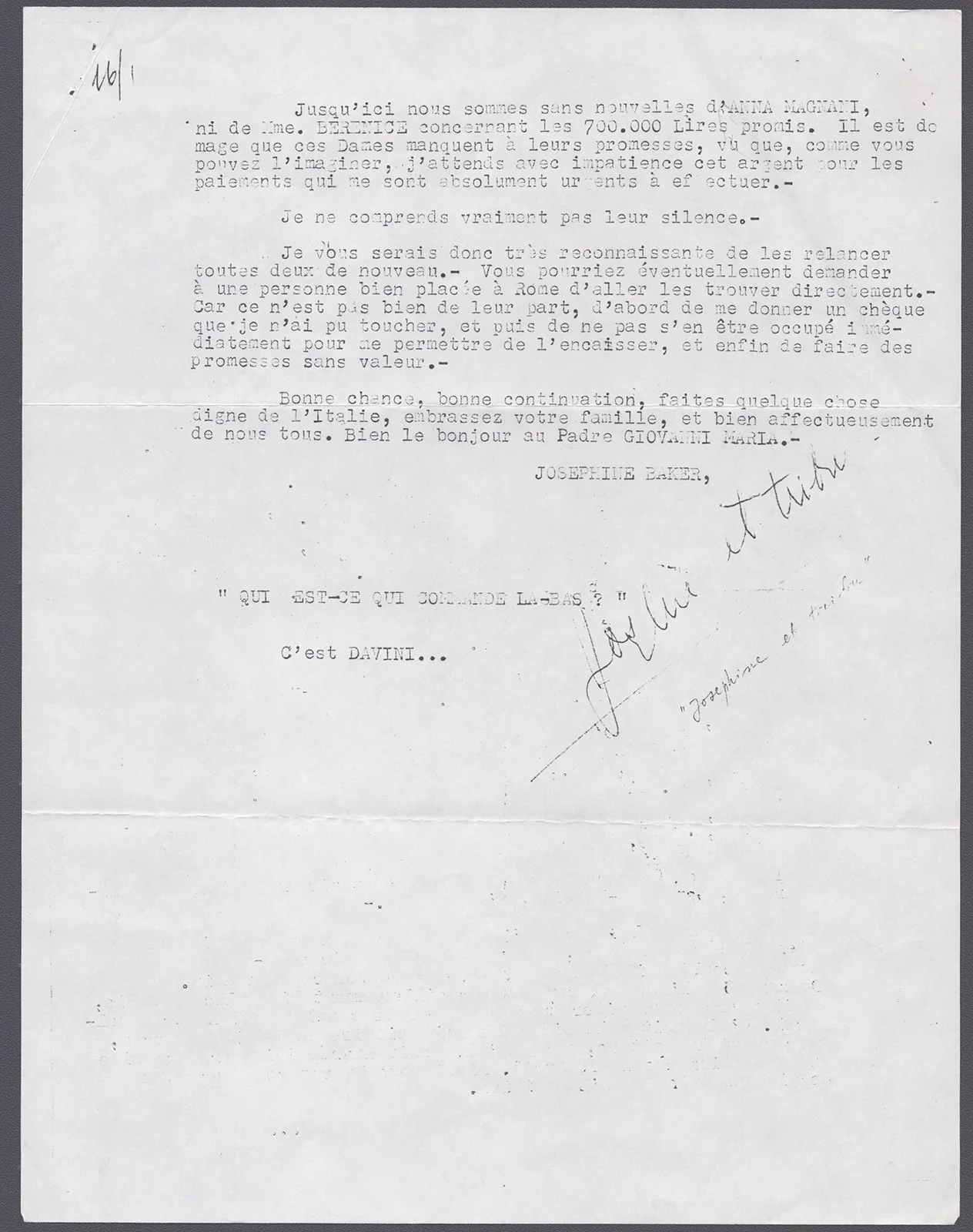 Josephine Baker — JOSEPHINE BAKER - TYPED LETTER SIGNED 02/19/1965, image 5