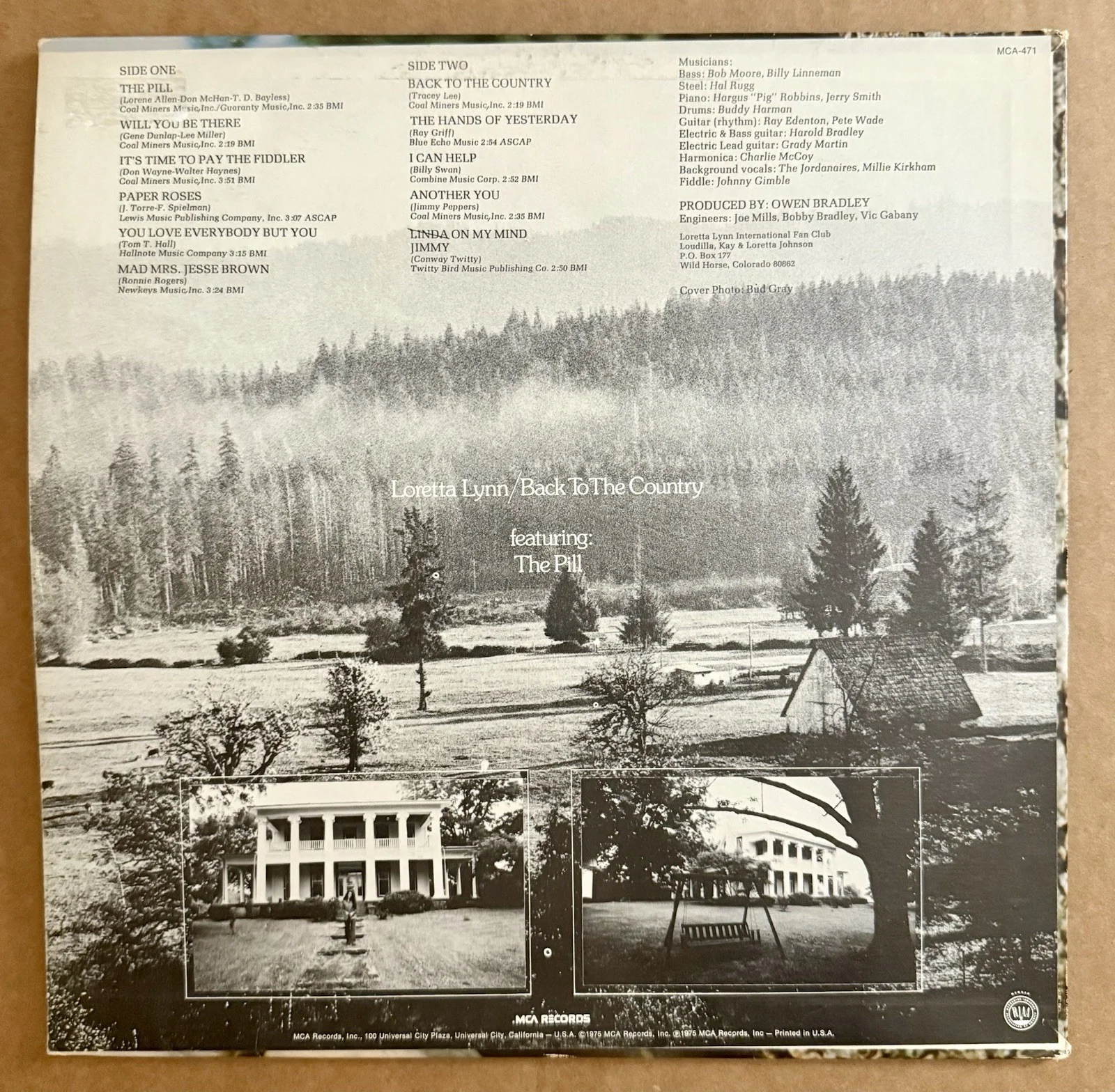 LORETTA LYNN HAND SIGNED LP ALBUM RECORD VINYL BACK TO THE COUNTRY, изображение 2