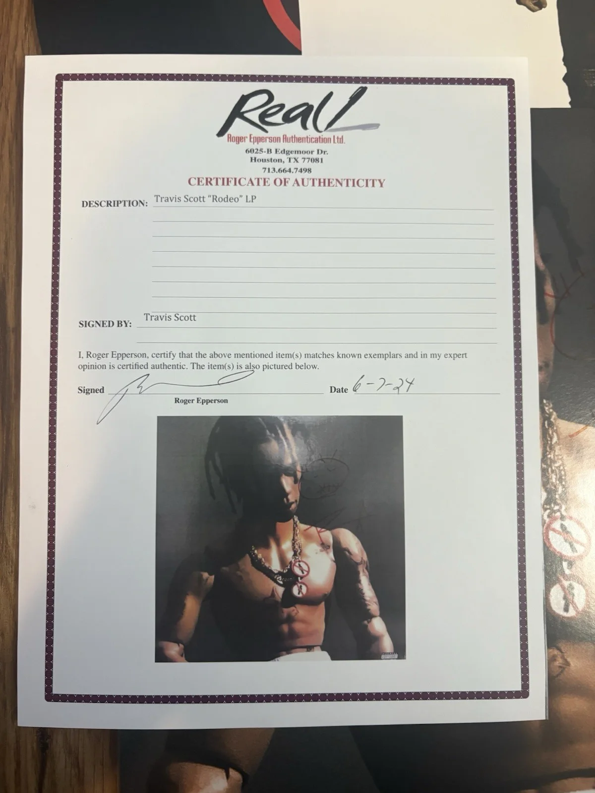 Travis Scott Signed LP Record With REAL LOA And ACOA Rodeo, image 3