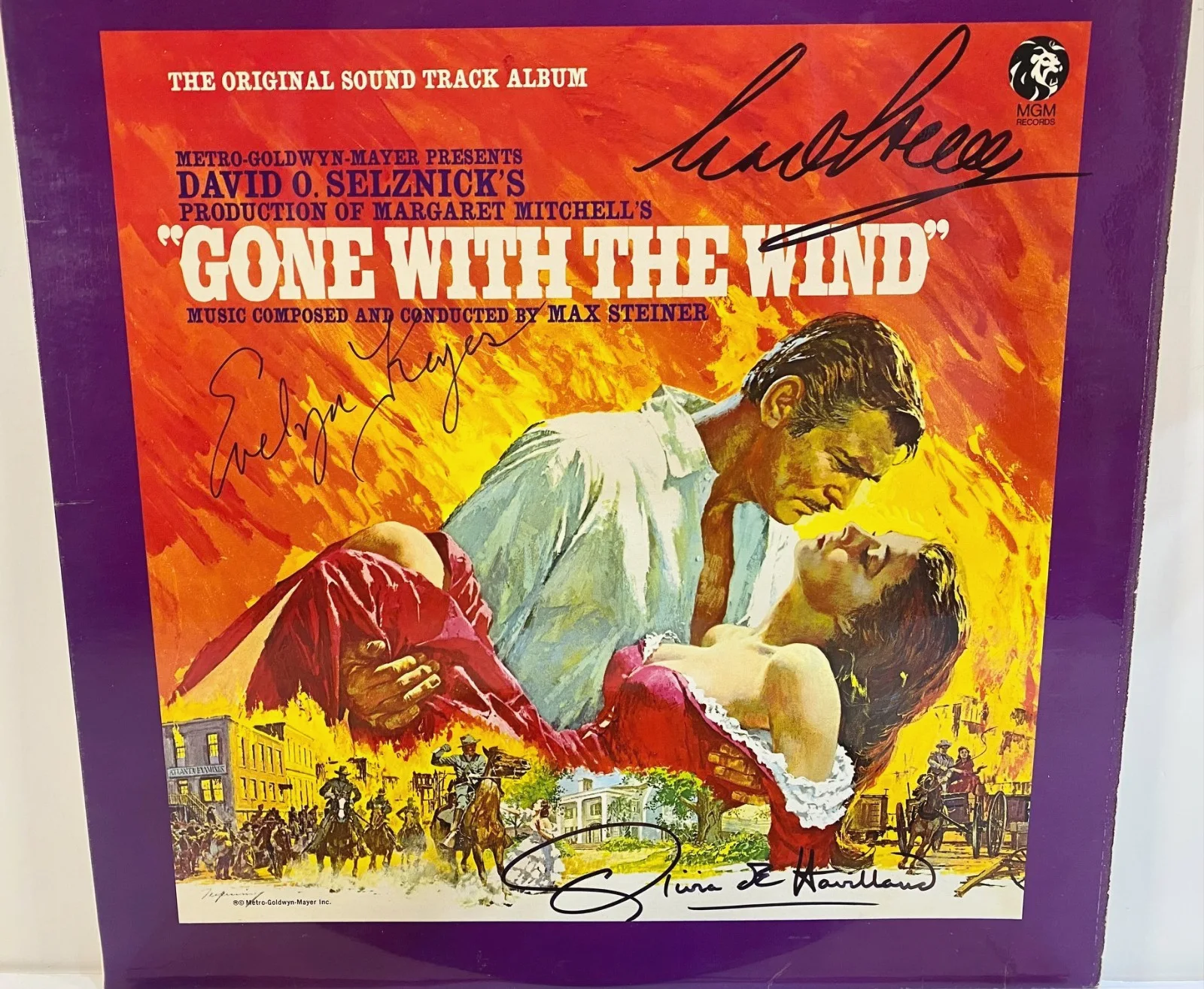 1967 Gone With The Wind Soundtrack LP Signed By 3 Max Steiner Olivia DeHavilland, image 2