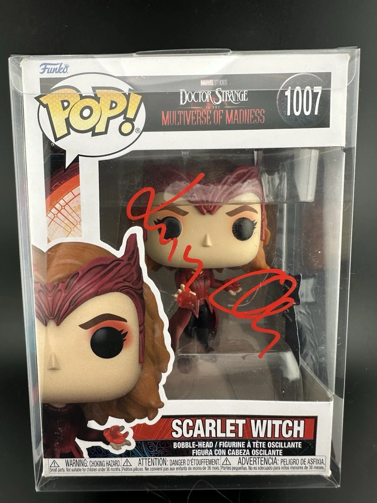 Elizabeth Olsen — Elizabeth Olsen Signed Scarlet Witch Funko Pop 1007 Beckett Witnessed