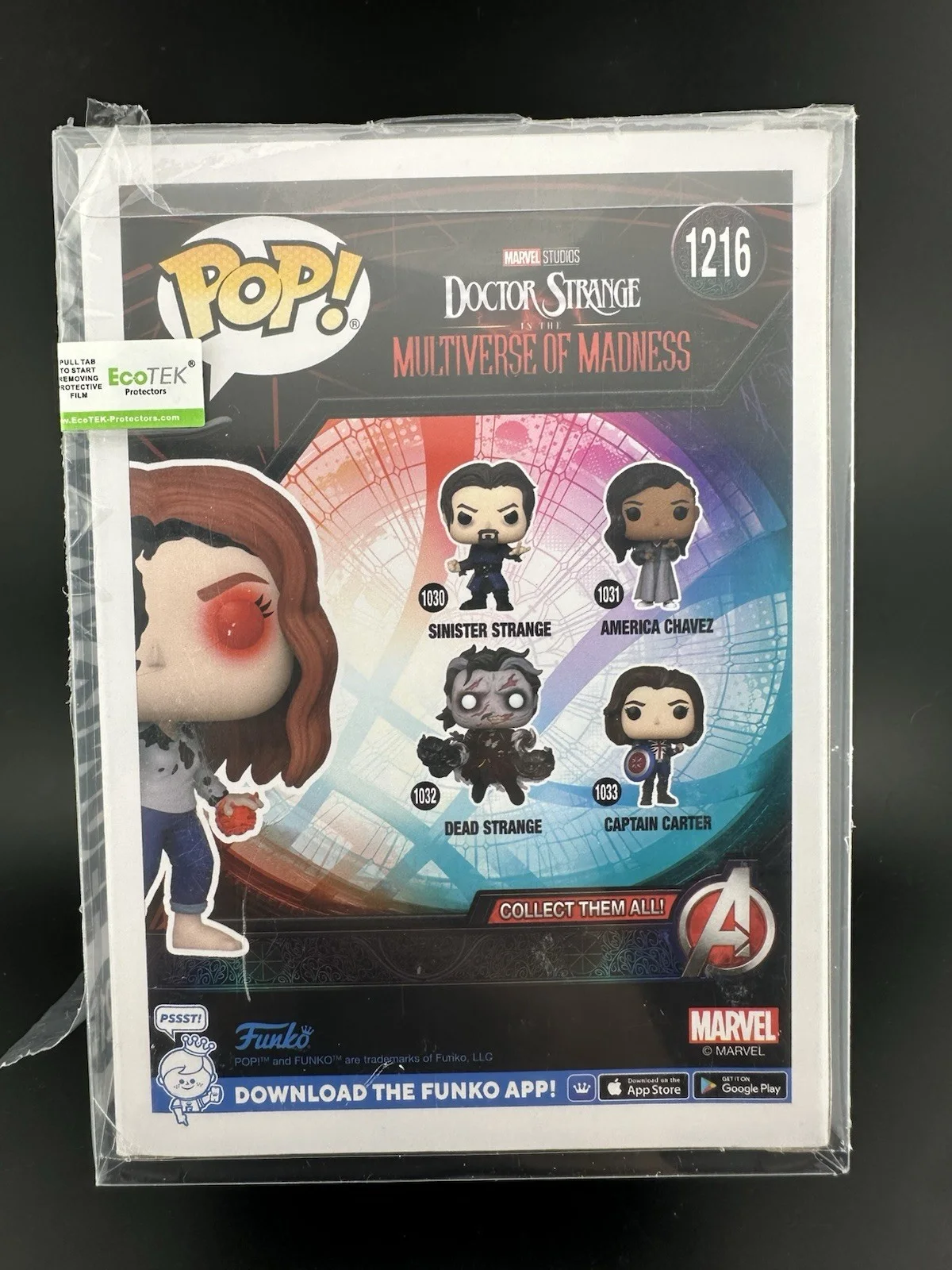 Elizabeth Olsen — Elizabeth Olsen Signed Scarlet Witch Red Eyes Funko Pop # 1216 Beckett Witnessed, изображение 4