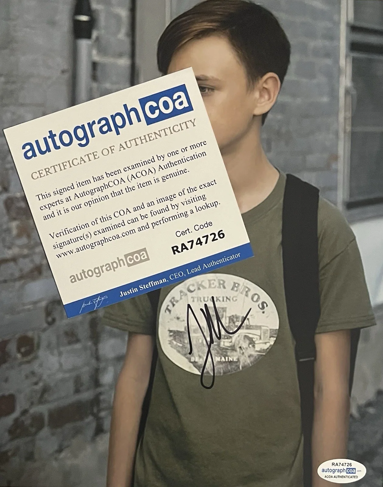 Jaeden Martell — Jaeden Martell "IT" MOVIE AUTOGRAPH Signed as 'Bill Denbrough' 8x10 Photo ACOA, image 3