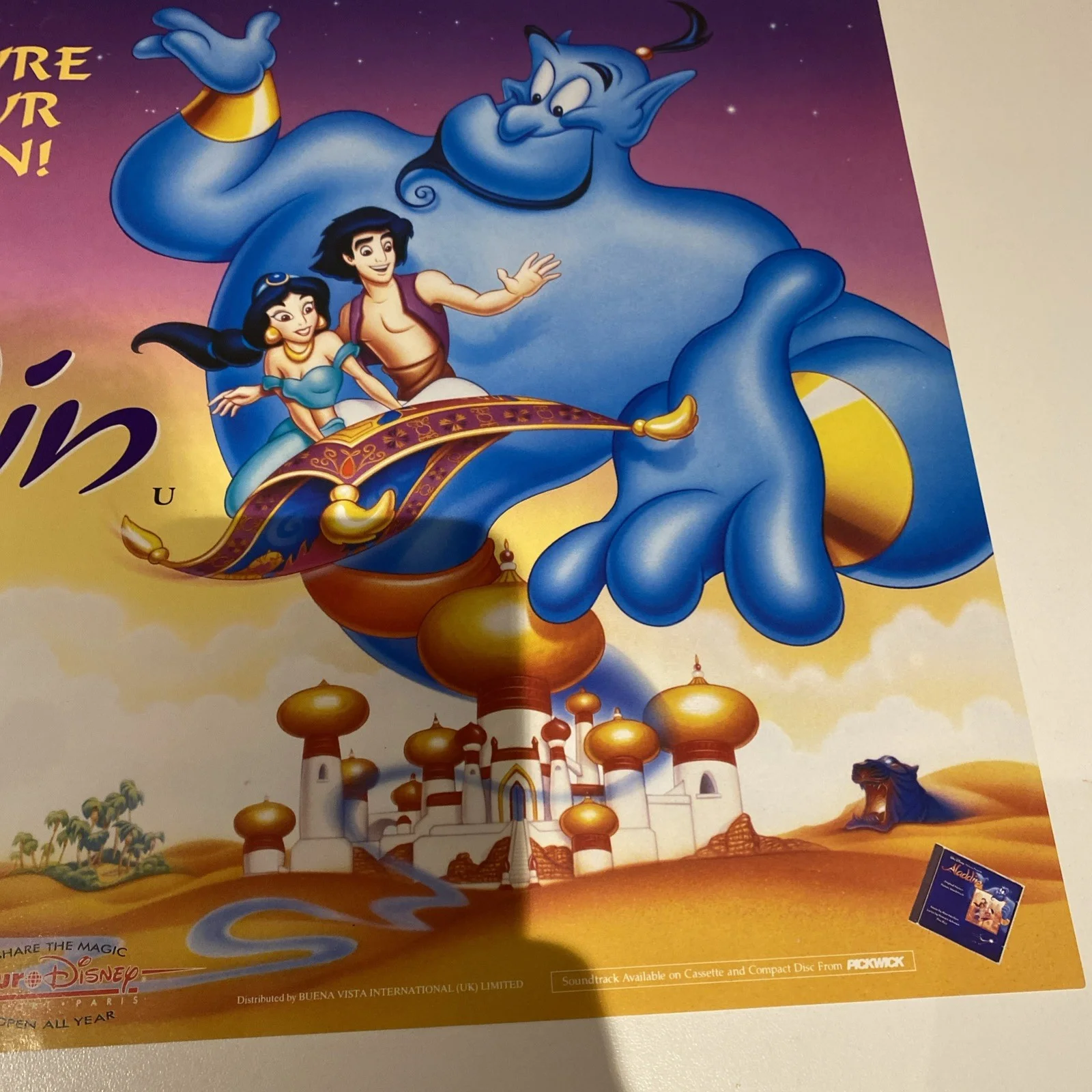 Disney Aladdin 1992 cinema poster - 16 X 12”, image 3