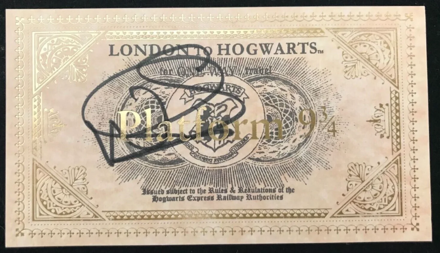 Warwick Davis — Warwick Davis SIGNED HOGWARTS TRAIN TICKET Filius Flitwic Harry Potter Autograph