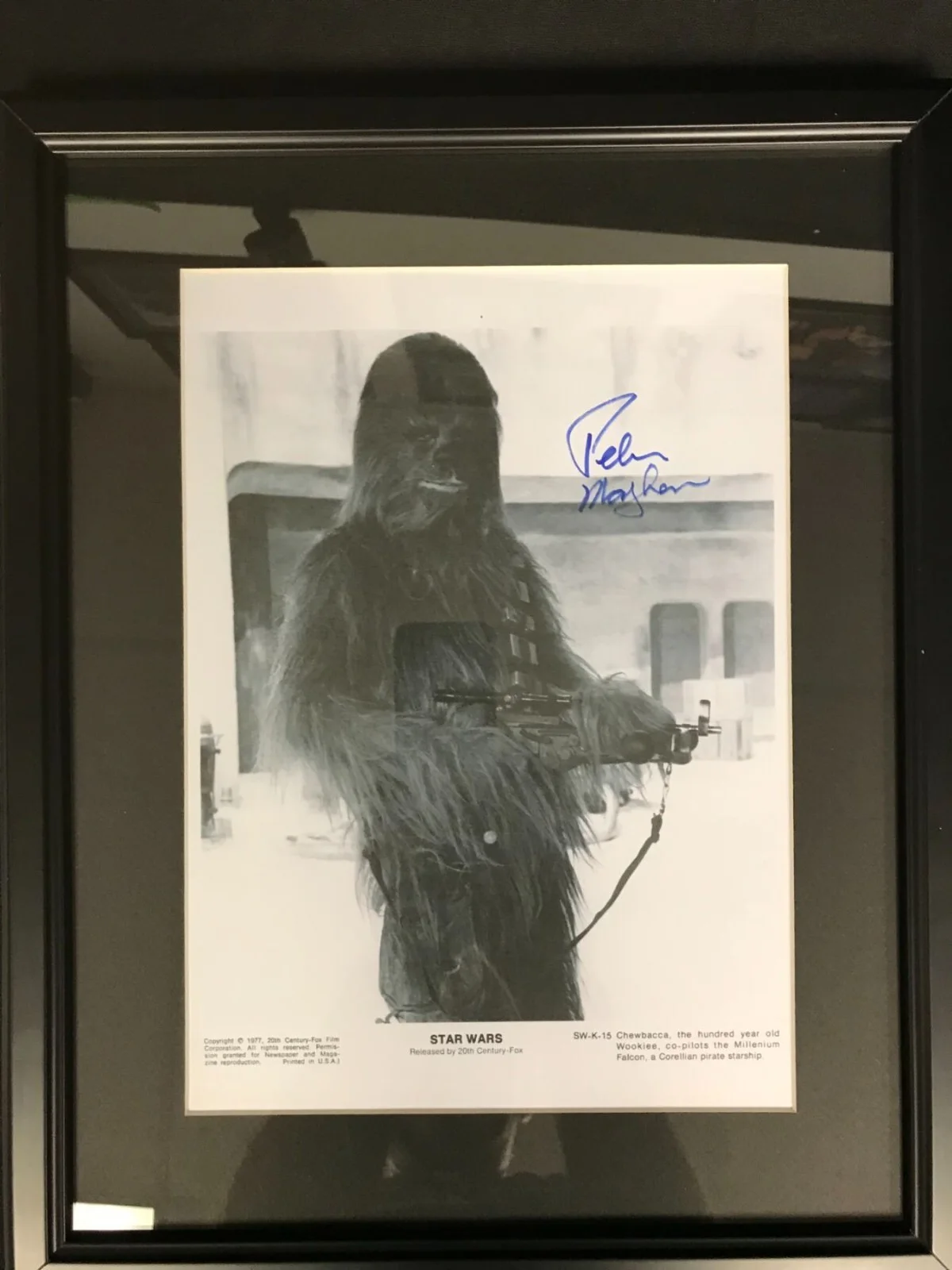 Peter Mayhew — PETER MAYHEW SIGNED 8.5x11.5 + FRAMED STAR WARS RA COA Chewbacca not 8x10 Auto