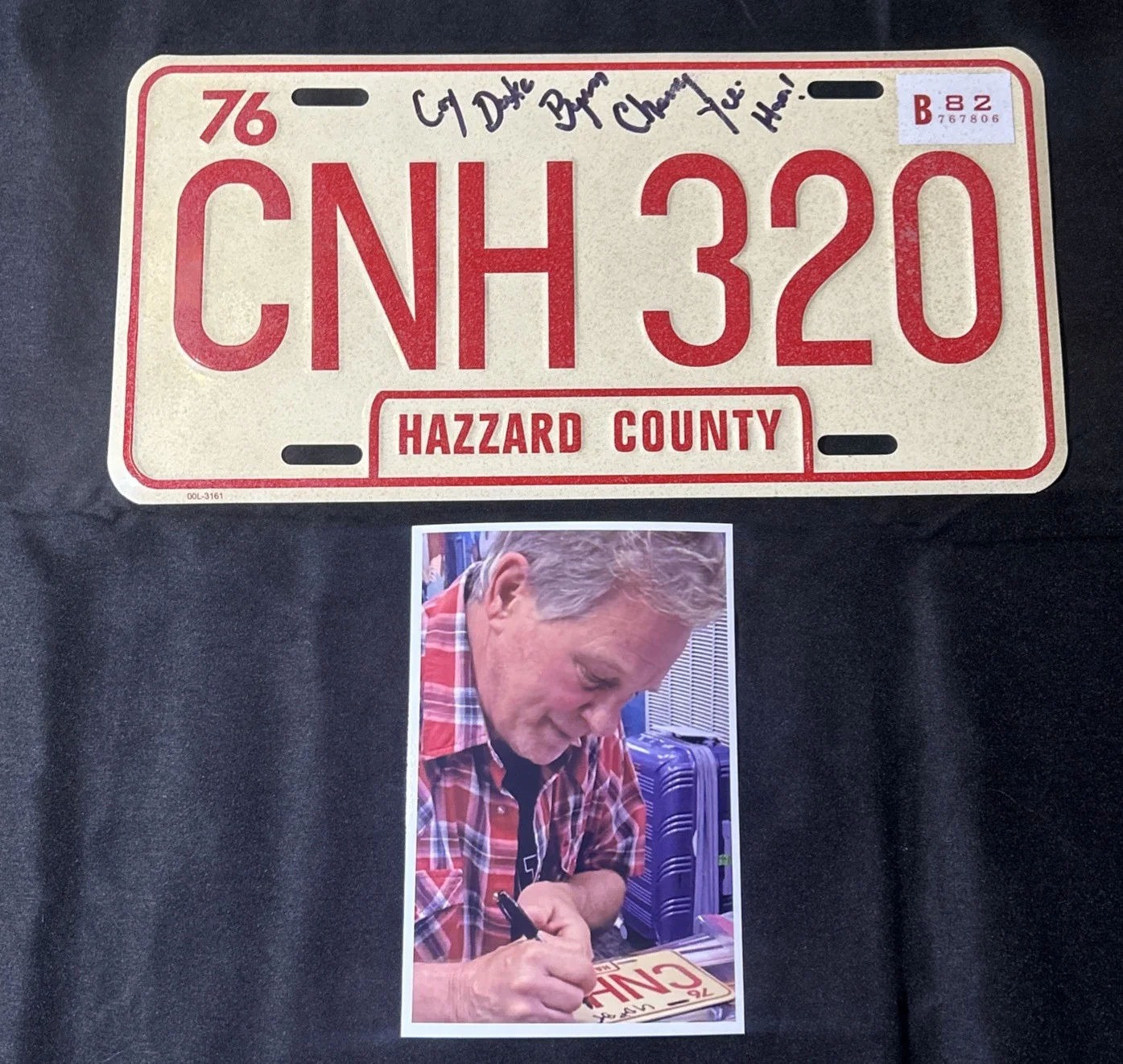 Dukes Of Hazzard Signed Autograph License Plate Byron Cherry Coy Duke CNH320, изображение 2