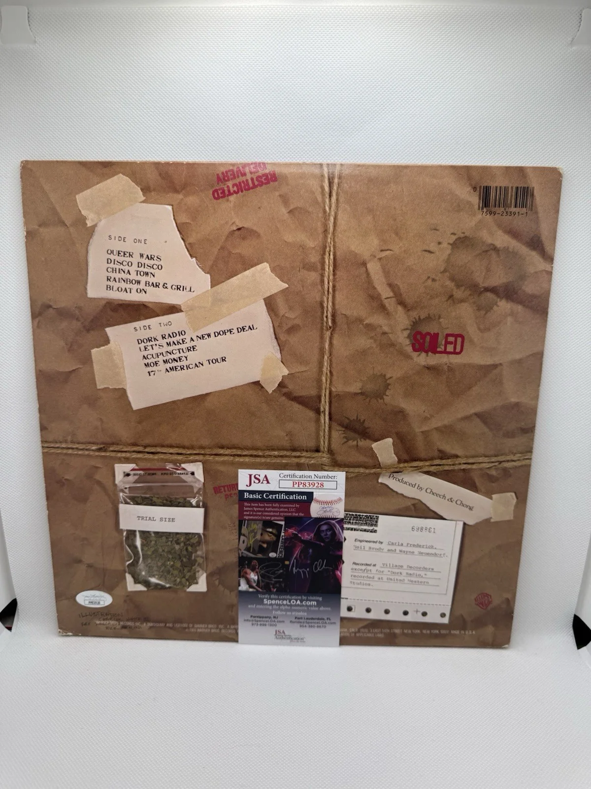 Cheech, Chong — Cheech Marin Tommy Chong Signed Vinyl Let’s Make A New Dope Deal JSA COA Record, изображение 3