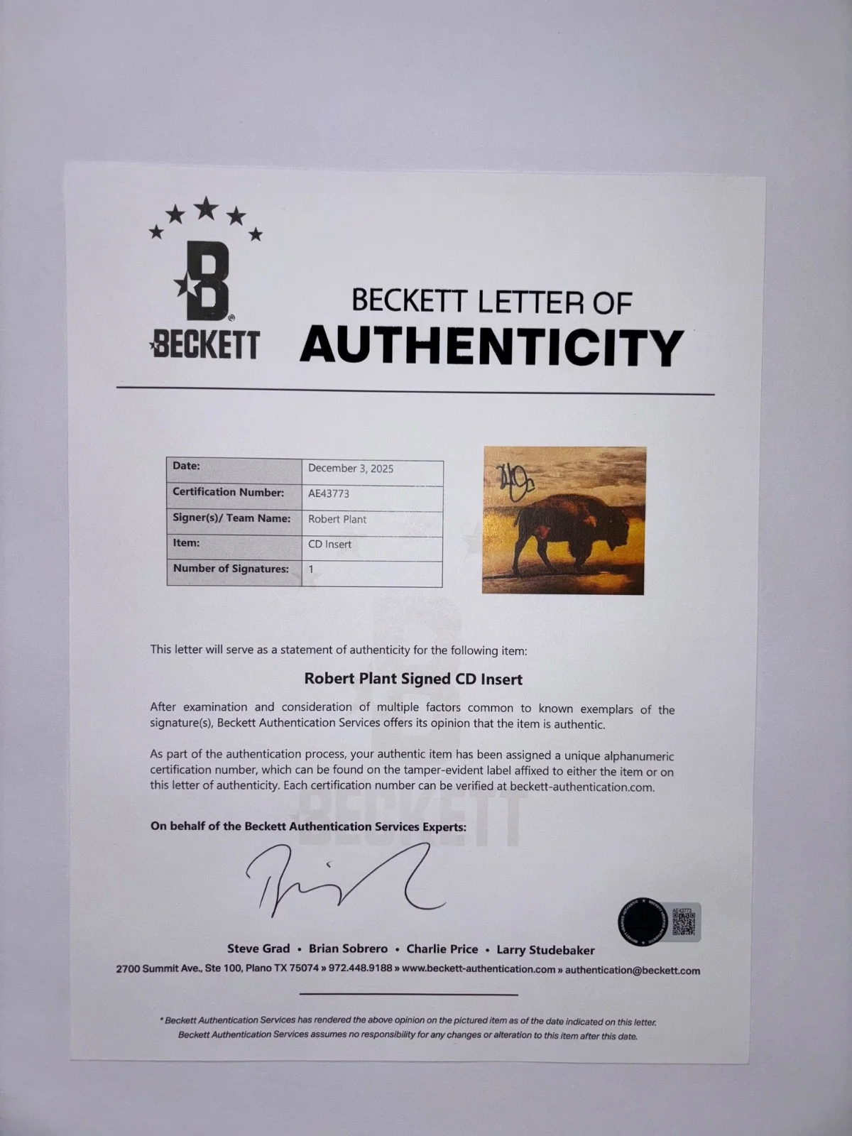 ROBERT PLANT SIGNED SAVING GRACE CD COVER INSERT FRAMED LED ZEPPELIN BAS, изображение 3
