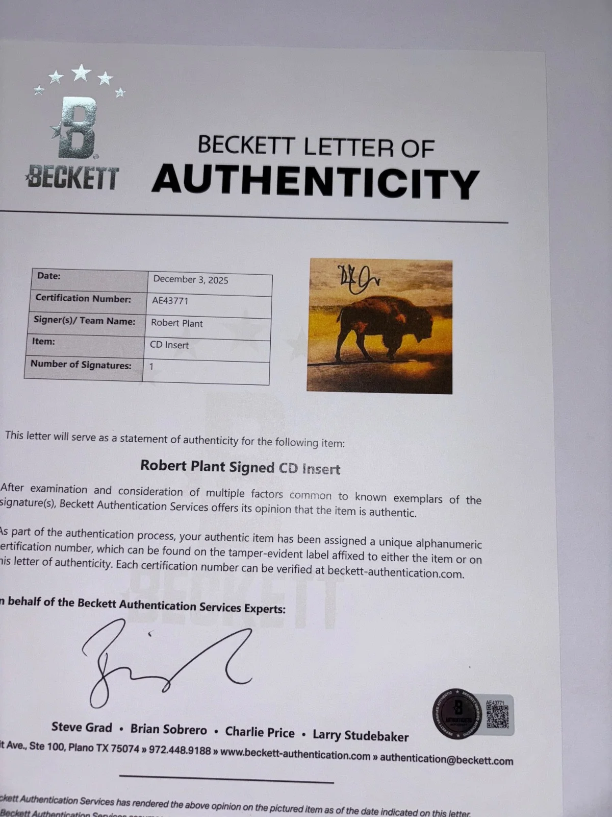 ROBERT PLANT SIGNED SAVING GRACE CD COVER INSERT FRAMED LED ZEPPELIN BAS a, изображение 3