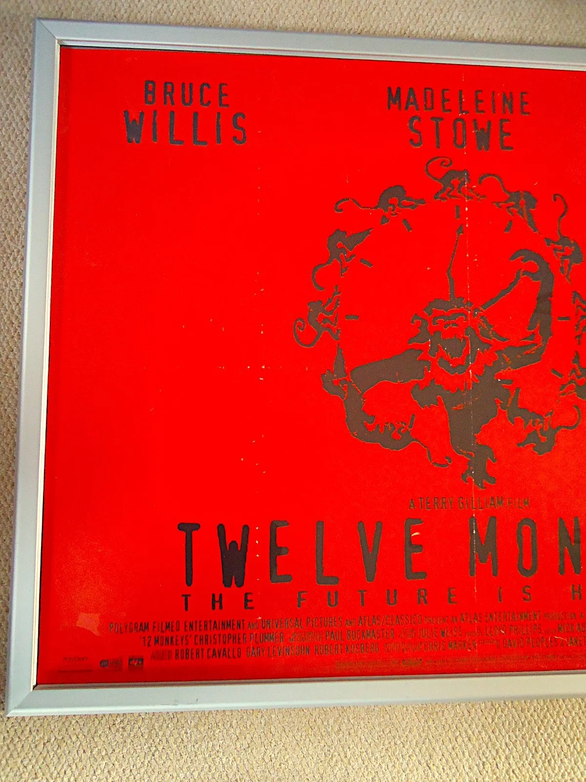 TWELVE MONKEYS UK QUAD MOVIE FILM POSTER95 BRUCEWILLIS ORIGINAL RARE CULT POSTER, изображение 2