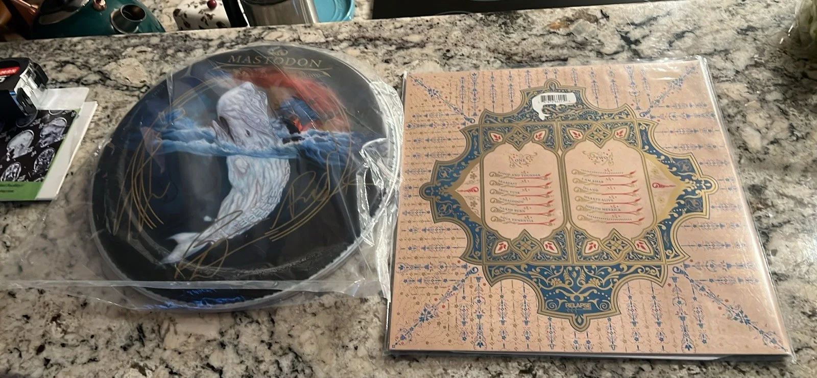 Mastodon Leviathan Clear w Splatter Vinyl Signed By Band With Signed Drum Head, image 2