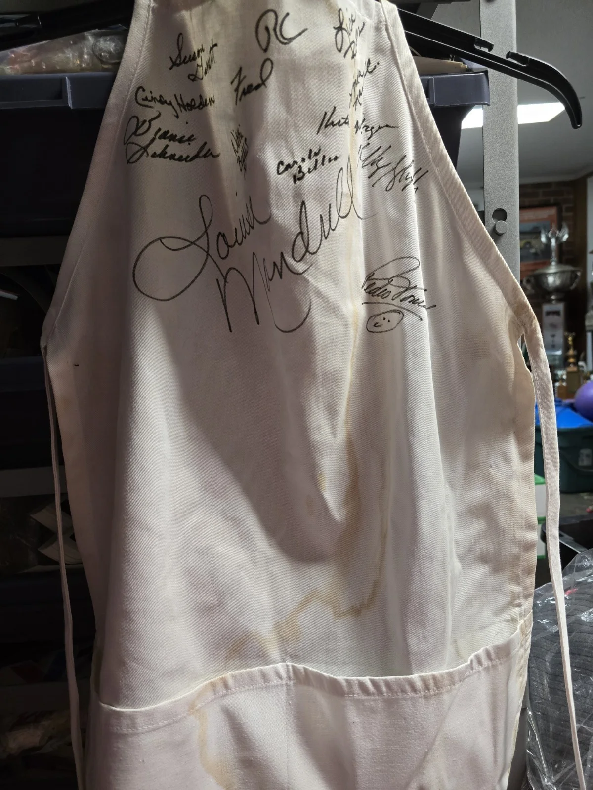 Apron Signed By Louise Mandrell & 12 Others With Stains. T106, image 3