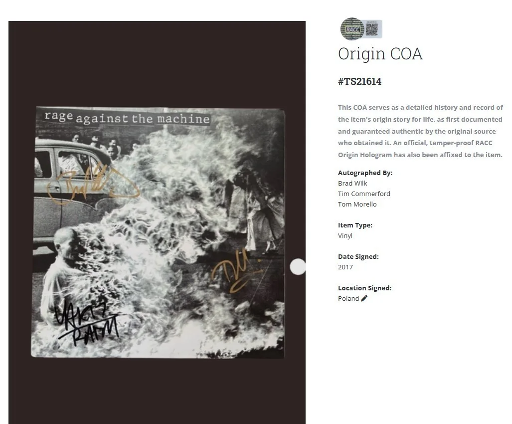 Rage Against The Machine 3x Autographed Signed Debut Album Vinyl Record w/ACOA, image 2