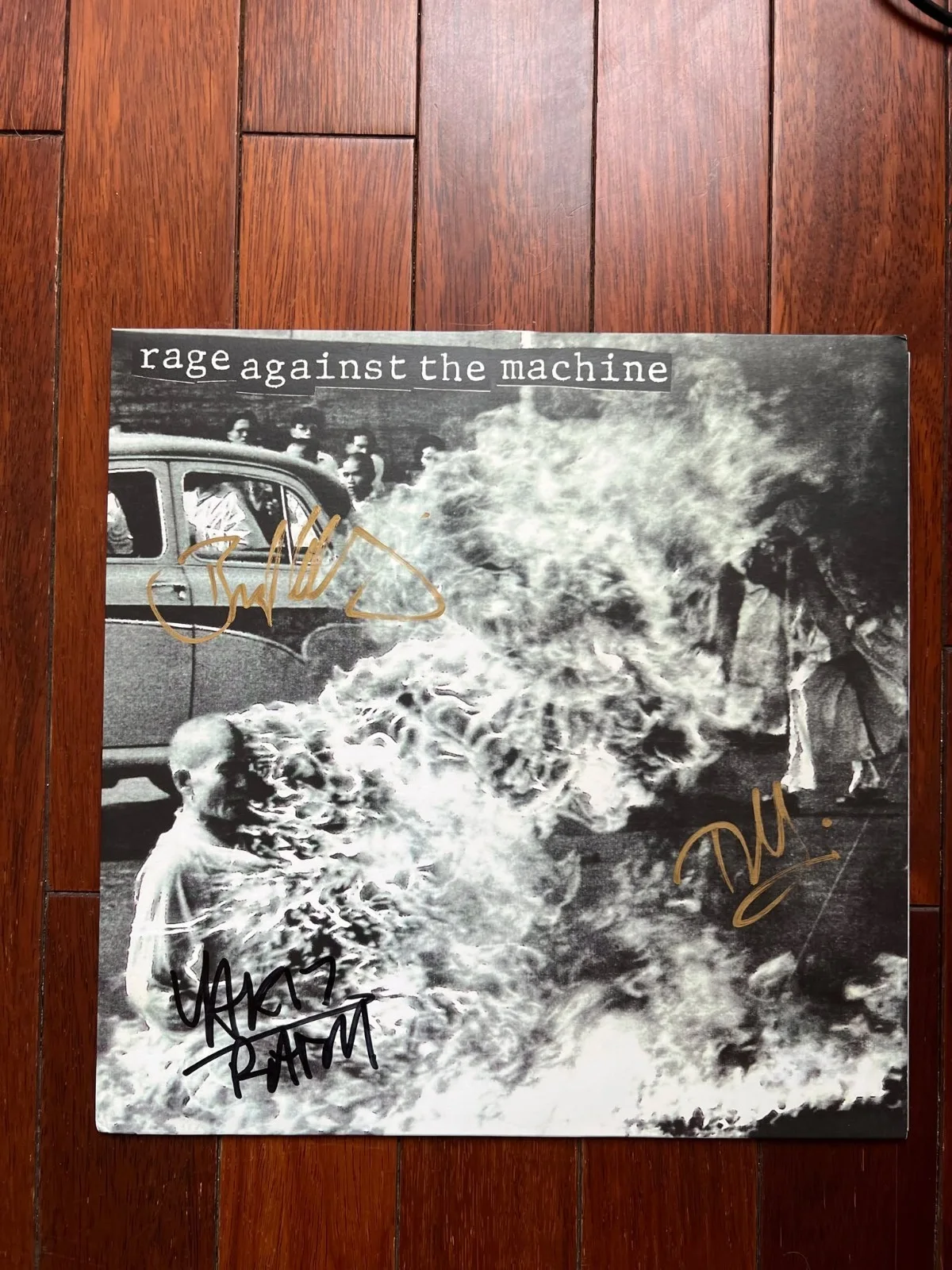 Rage Against The Machine 3x Autographed Signed Debut Album Vinyl Record w/ACOA, image 4