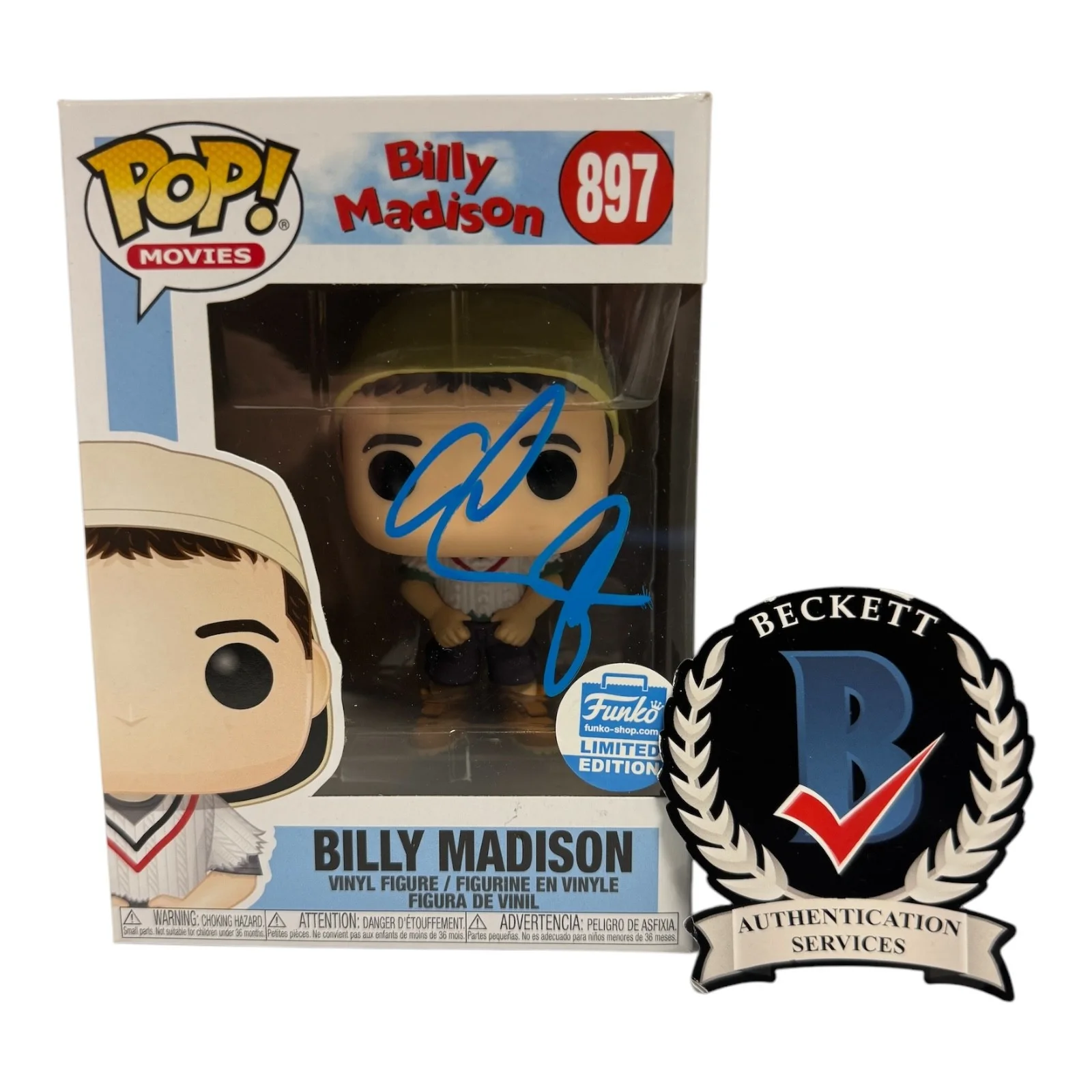 ADAM SANDLER — ADAM SANDLER SIGNED AUTOGRAPH BILLY MADISON FUNKO POP 897 BECKETT BAS