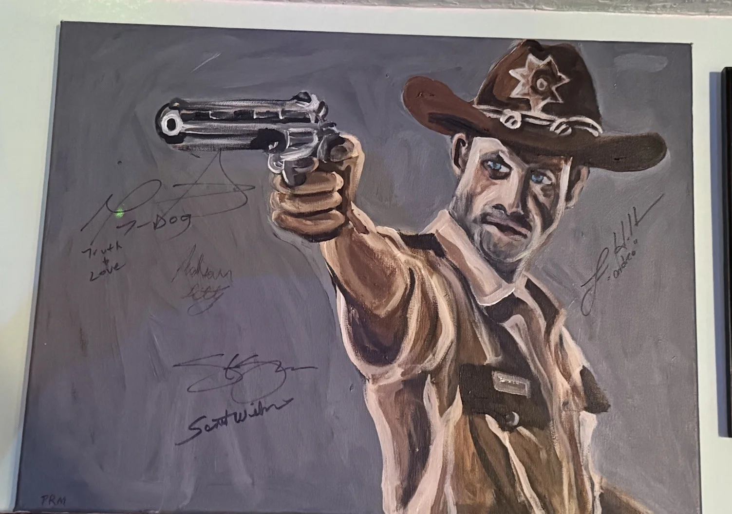 The Walking Dead Cast Signed By 5 cast members 18 x24 acrylic Painting P.Mertz, image 3