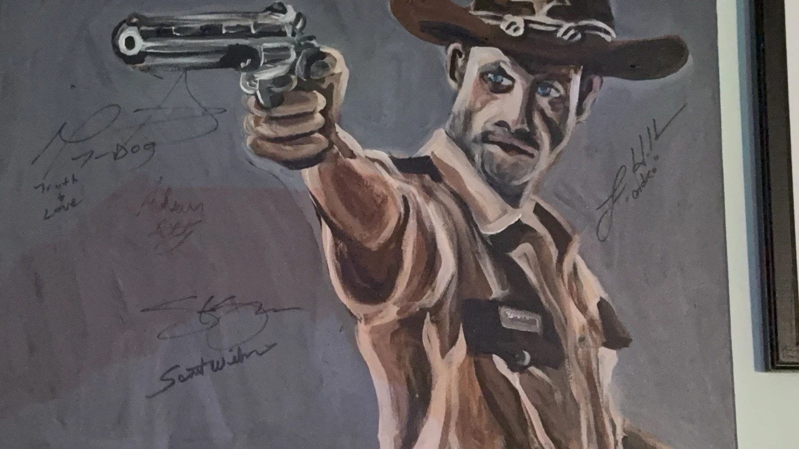 The Walking Dead Cast Signed By 5 cast members 18 x24 acrylic Painting P.Mertz, image 4