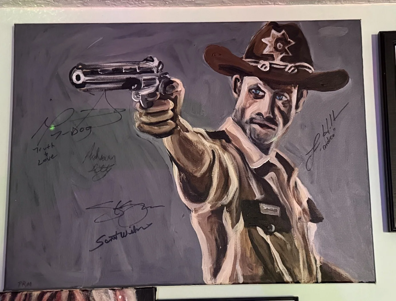 The Walking Dead Cast Signed By 5 cast members 18 x24 acrylic Painting P.Mertz, image 5