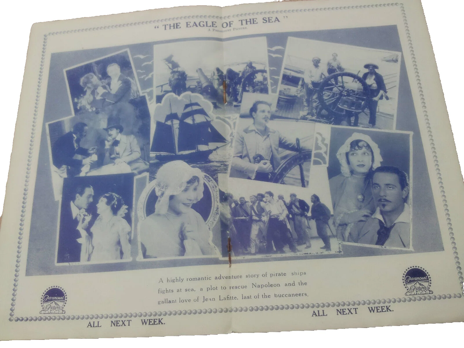 1927 Cinema Programme The Eagle Of The Sea Ricardo Cortez Florence Vidor, image 2