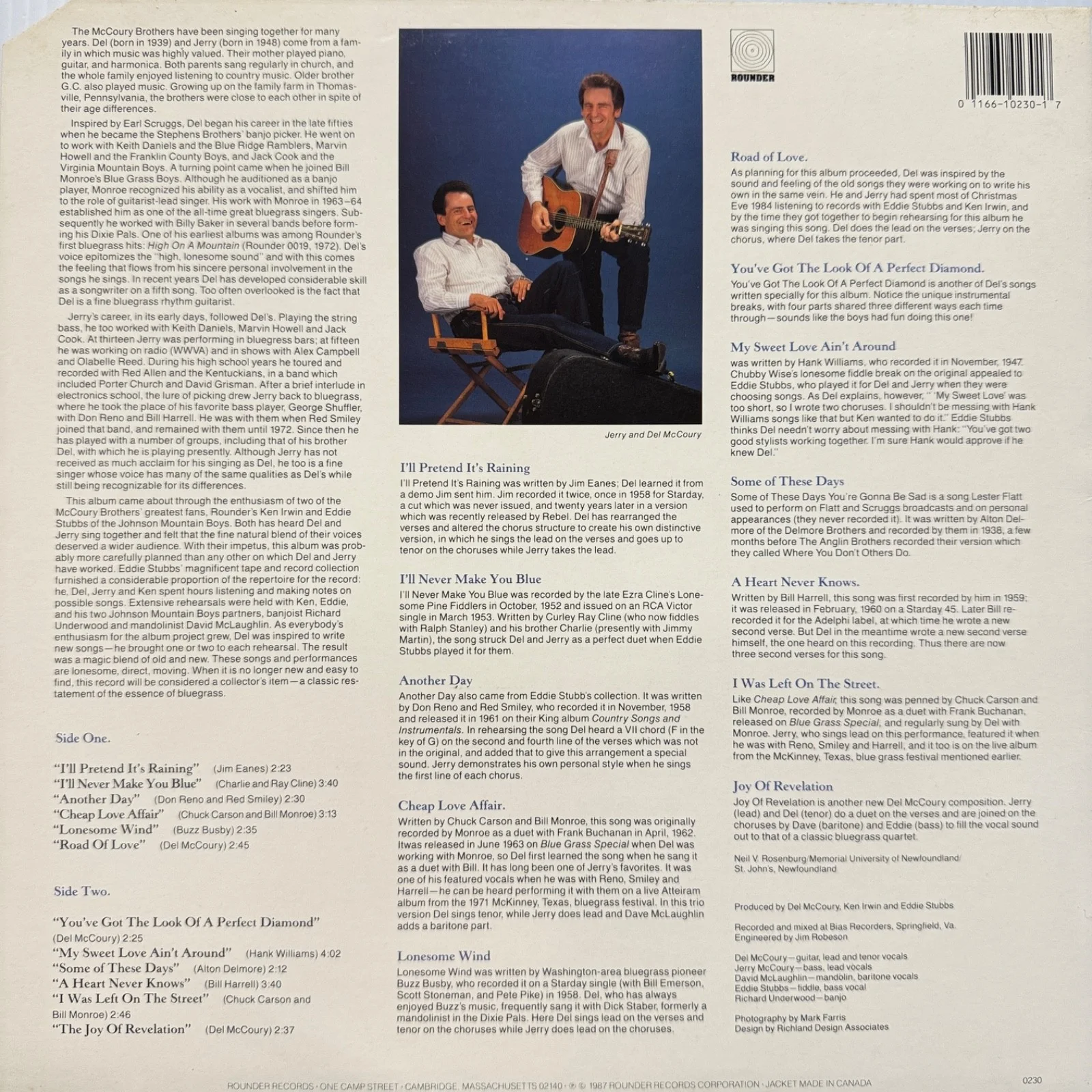 THE McCOURY BROTHERS - AUTOGRAPHED on cover by Del McCoury USA vinyl pressing, изображение 3