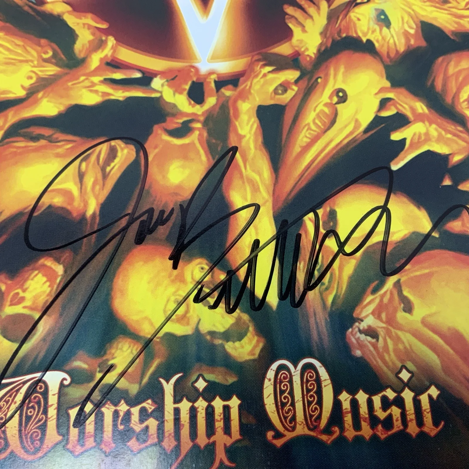 2011 Anthrax Worship Music LP JSA AK65790 Signed By 5 Members N.M. / V.G.+, изображение 4