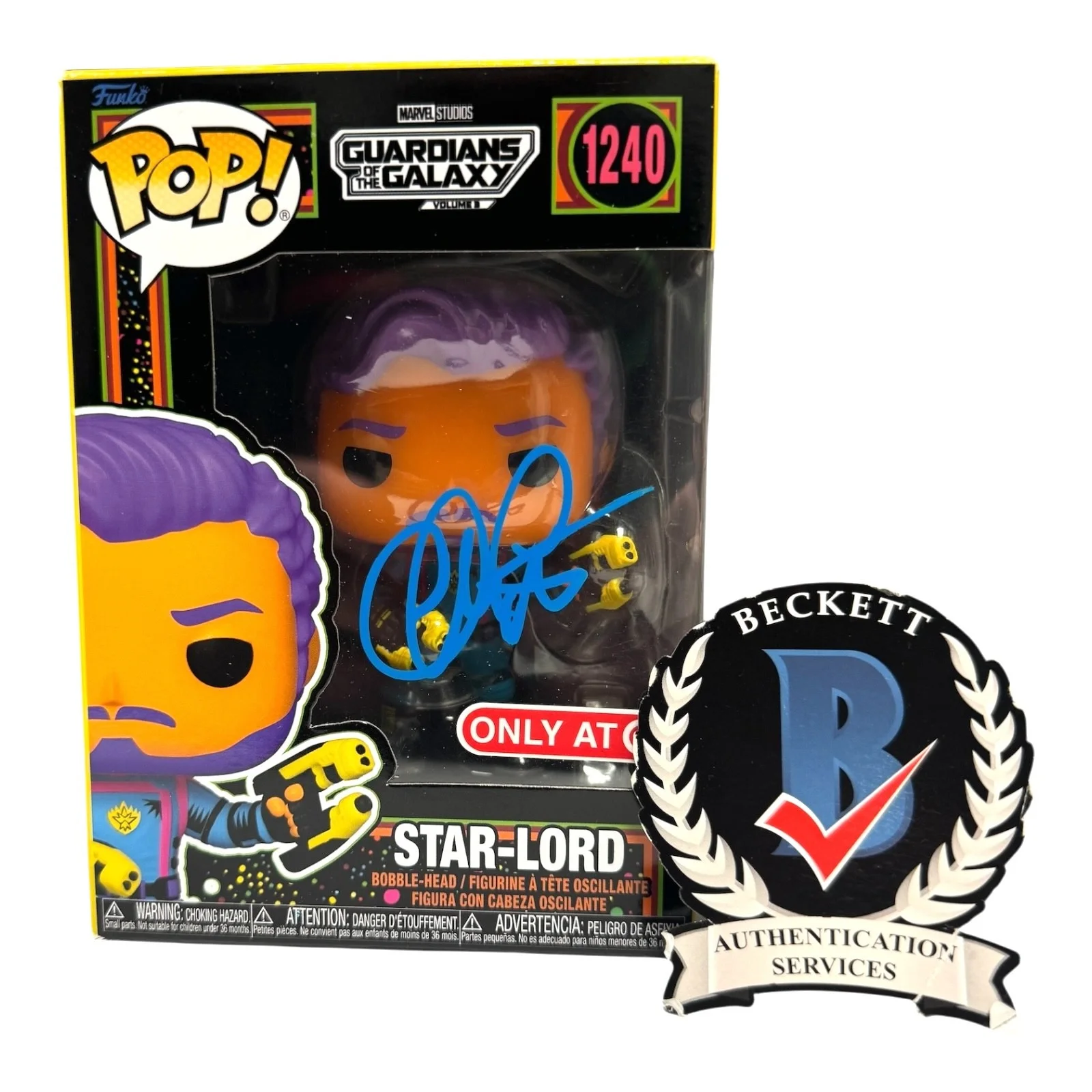 CHRIS PRATT — CHRIS PRATT SIGNED AUTO GUARDIANS OF THE GALAXY FUNKO POP 1240 BECKETT BAS
