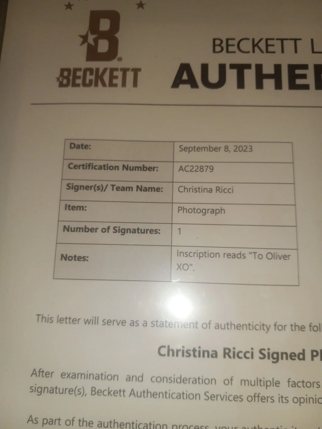 Christina Ricci Signed 8x10 Photo BAS #AC22879 Beckett COA, image 5
