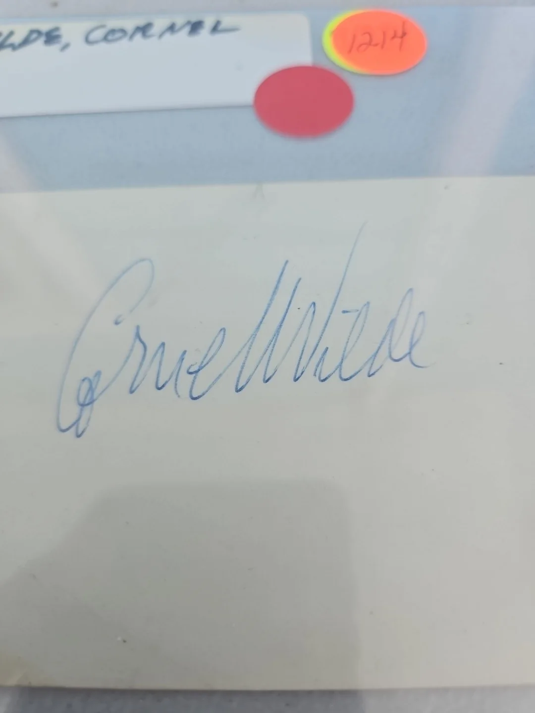 cornel wilde — Cornel Wilde signed 3x5 index card, image 2