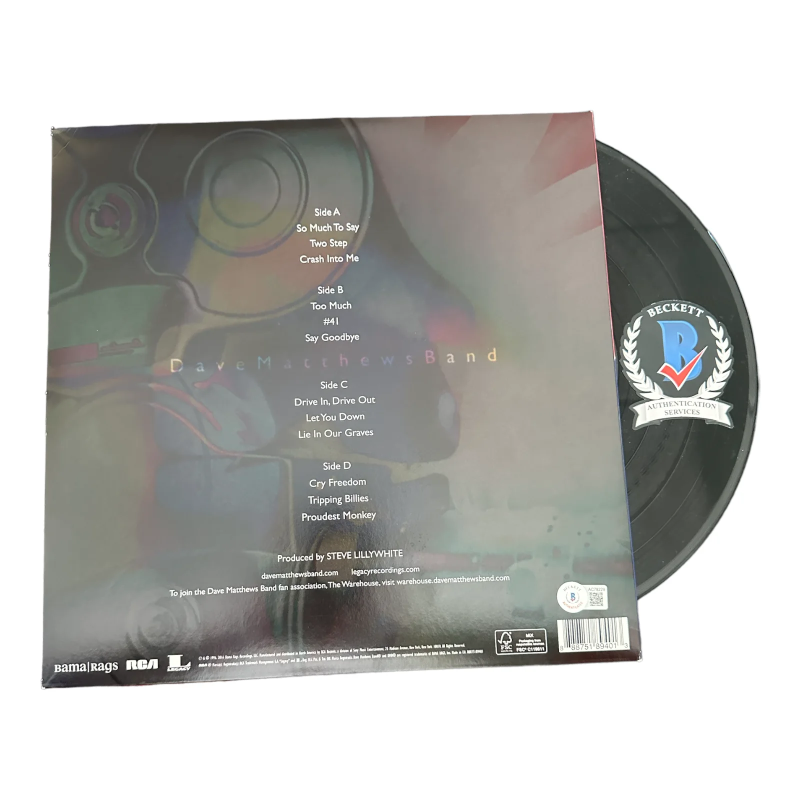 DAVE MATTHEWS SIGNED AUTOGRAPH DMB CRASH LP VINYL BECKETT BAS, image 2
