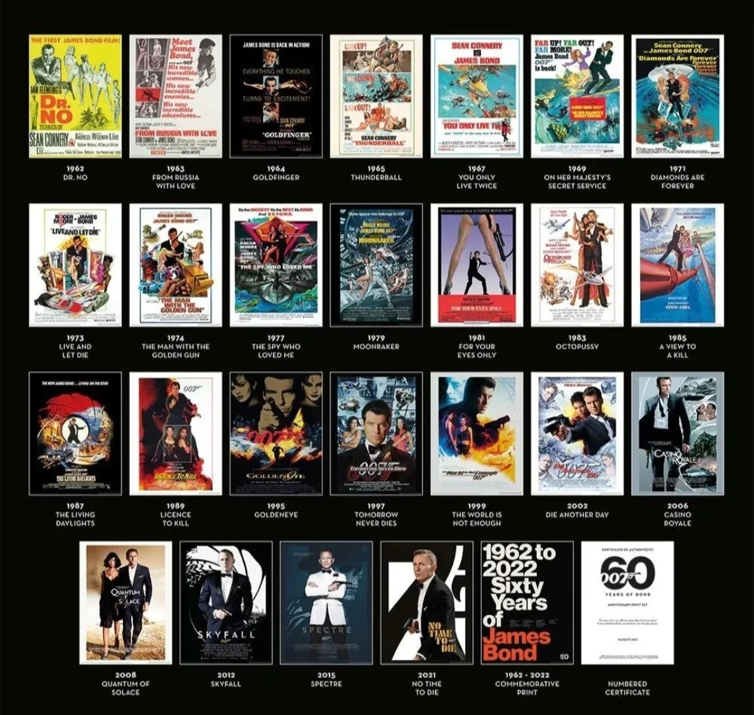 James Bond 007 60th Anniversary Poster Print Box Set Limited Edition CoA 1/1962, image 2