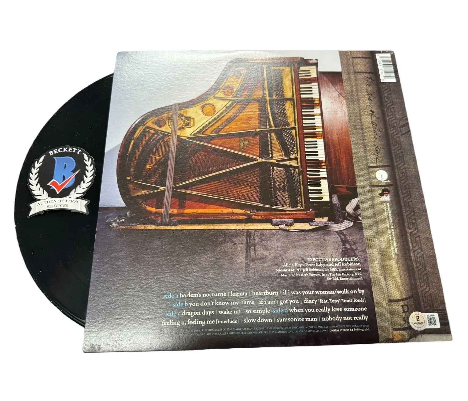 ALICIA KEYS SIGNED AUTOGRAPH THE DIARY OF ALICIA KEYS LP VINYL BAS BECKETT BAS, изображение 2