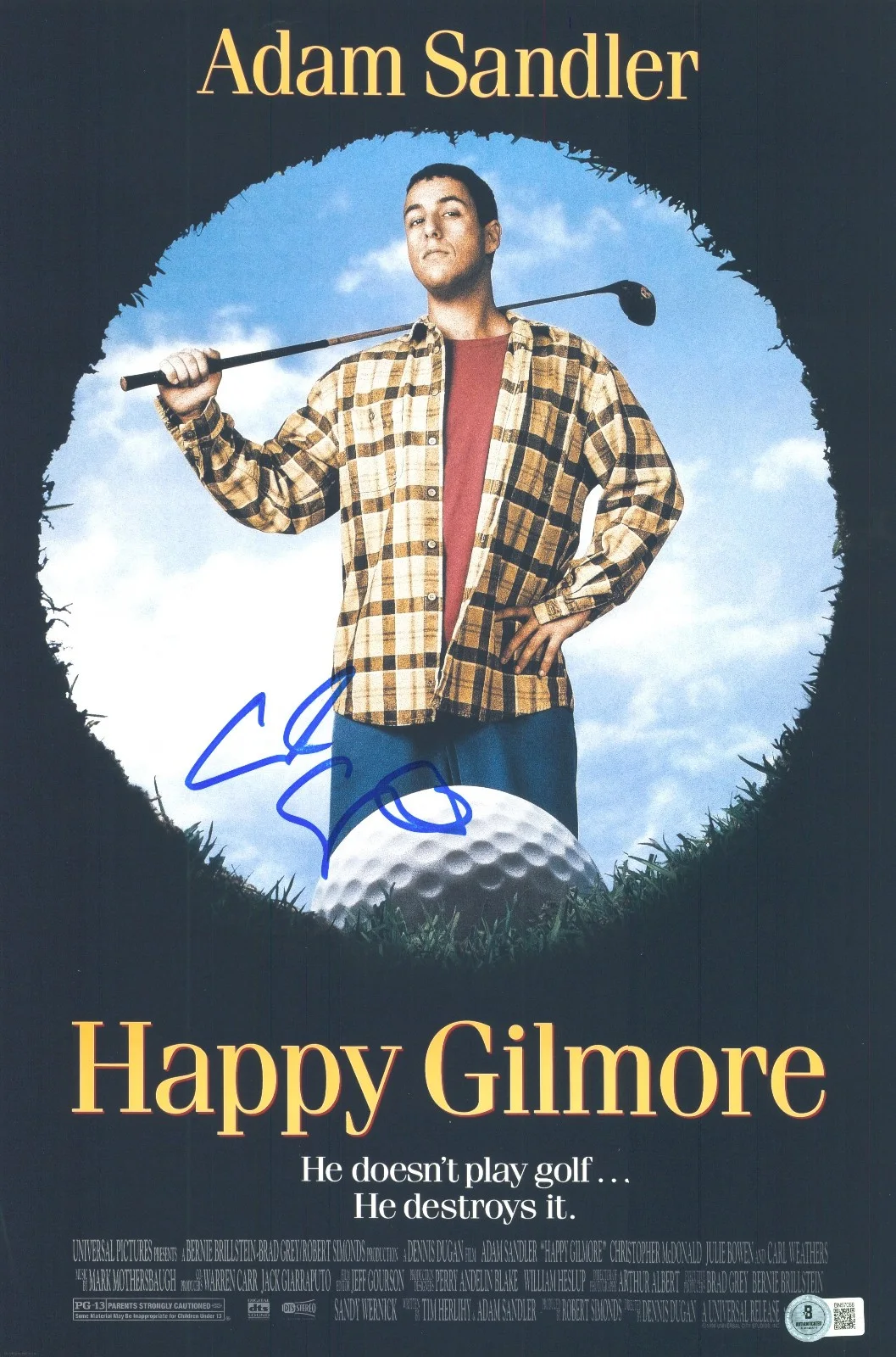Adam Sandler — Adam Sandler Signed Autograph Happy Gilmore 12x18 Photo Beckett BAS
