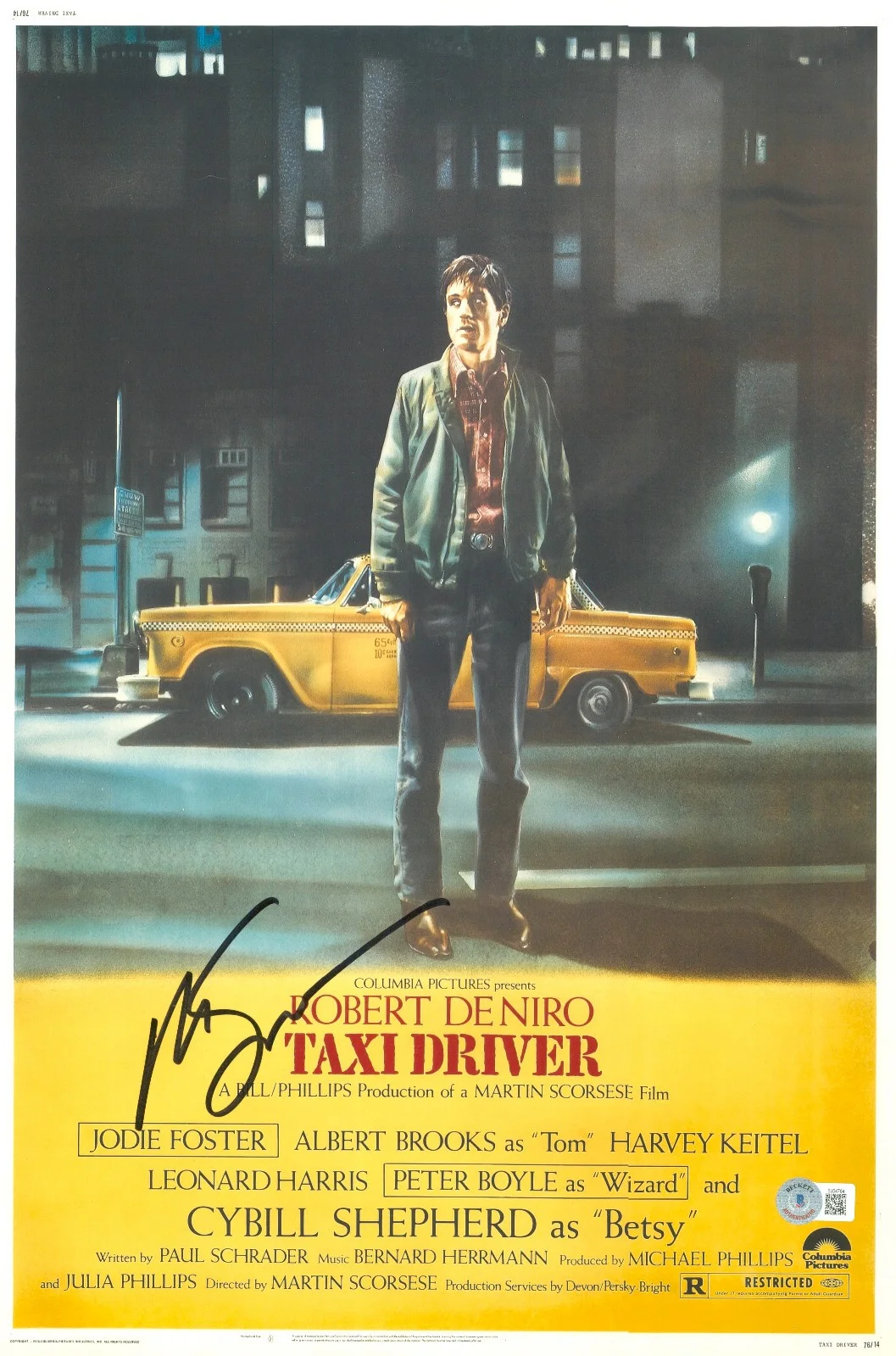 Martin Scorsese — Martin Scorsese Signed Autograph Taxi Driver 12x18 Phtoto Beckett BAS