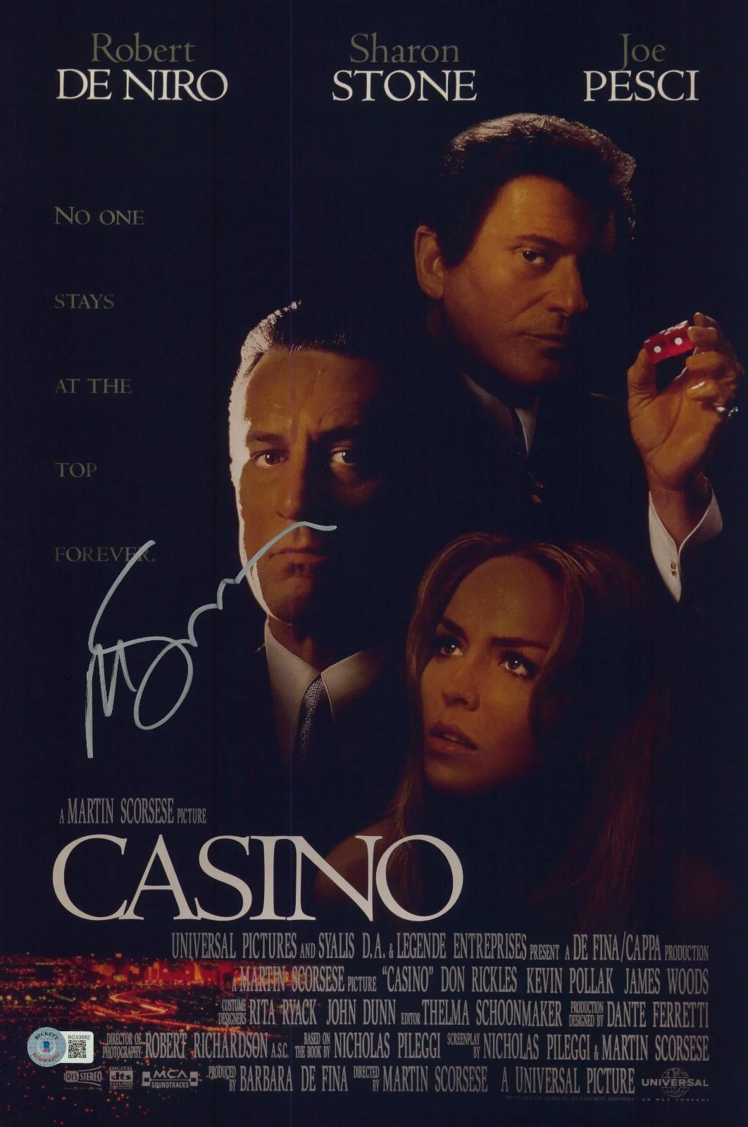 MARTIN SCORSESE — MARTIN SCORSESE SIGNED AUTOGRAPH CASINO 12X18 PHOTO MINI POSTER BAS BECKETT