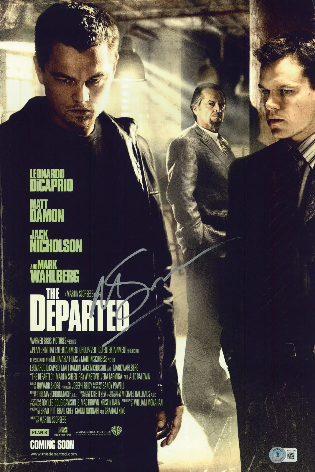 MARTIN SCORSESE — MARTIN SCORSESE SIGNED AUTOGRAPH THE DEPARTED 12X18 PHOTO MINI POSTER BECKETT