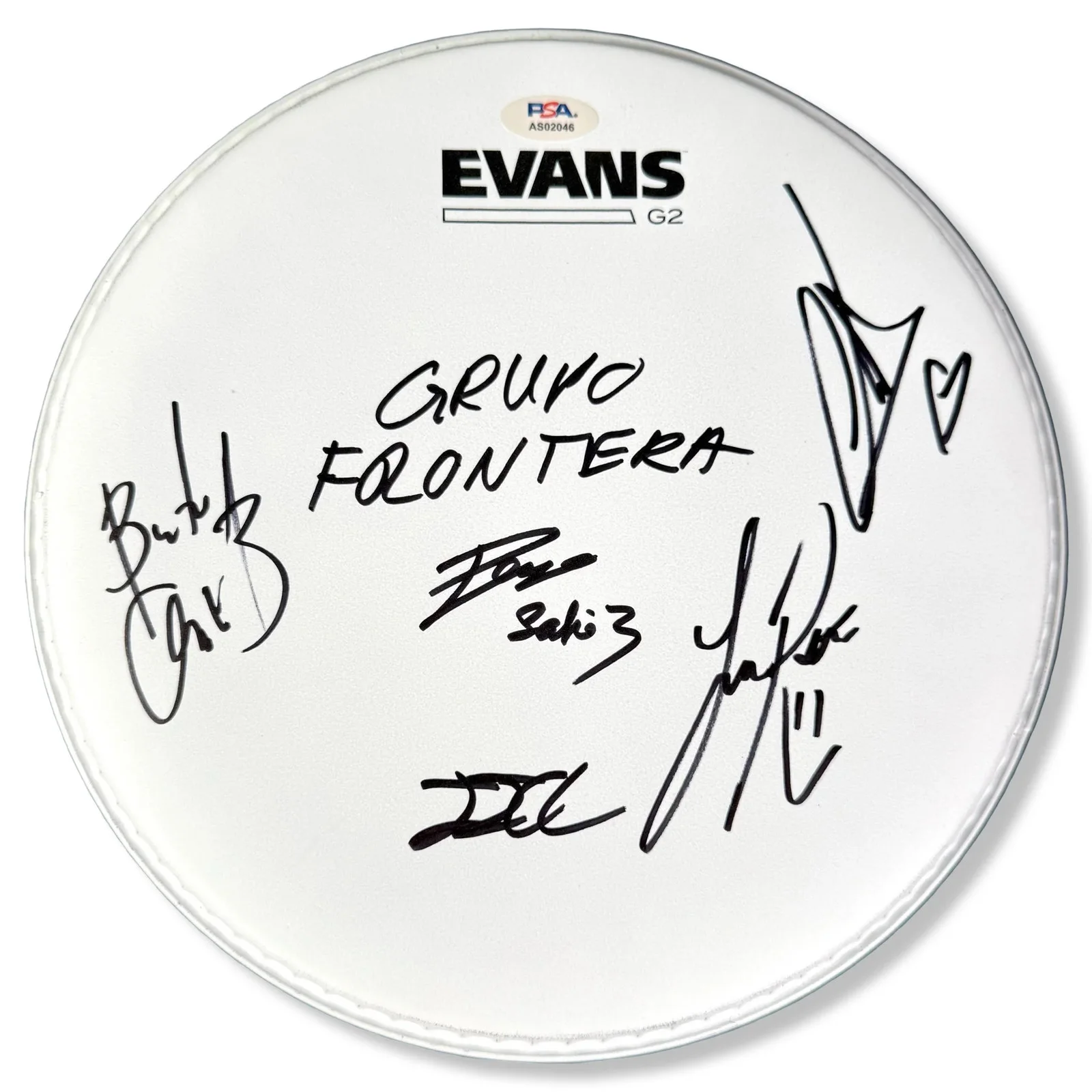 Grupo Frontera Signed Autographed 10” Drumhead PSA/DNA Authenticated, image 2