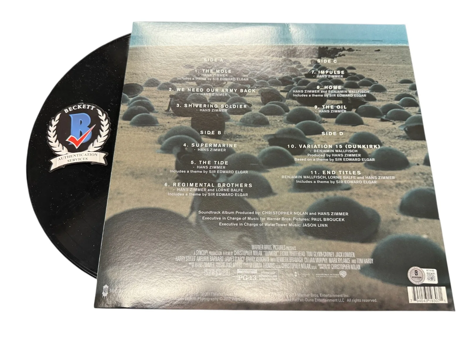 HANS ZIMMER — HANS ZIMMER SIGNED AUTOGRAPH DUNKIRK SOUNDTRACK LP VINYL BECKETT BAS, изображение 2