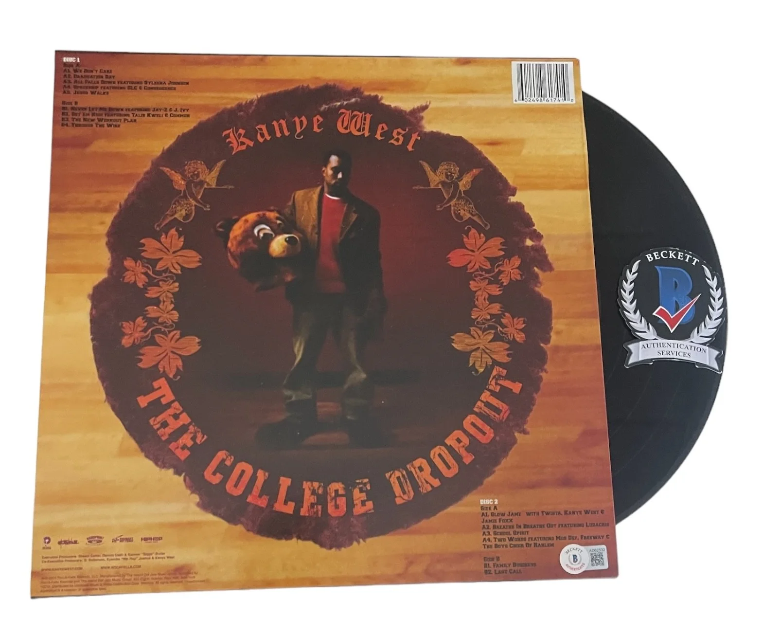KANYE WEST SIGNED AUTOGRAPH VINYL RECORD ALBUM THE COLLEGE DROPOUT BECKETT BAS, изображение 2